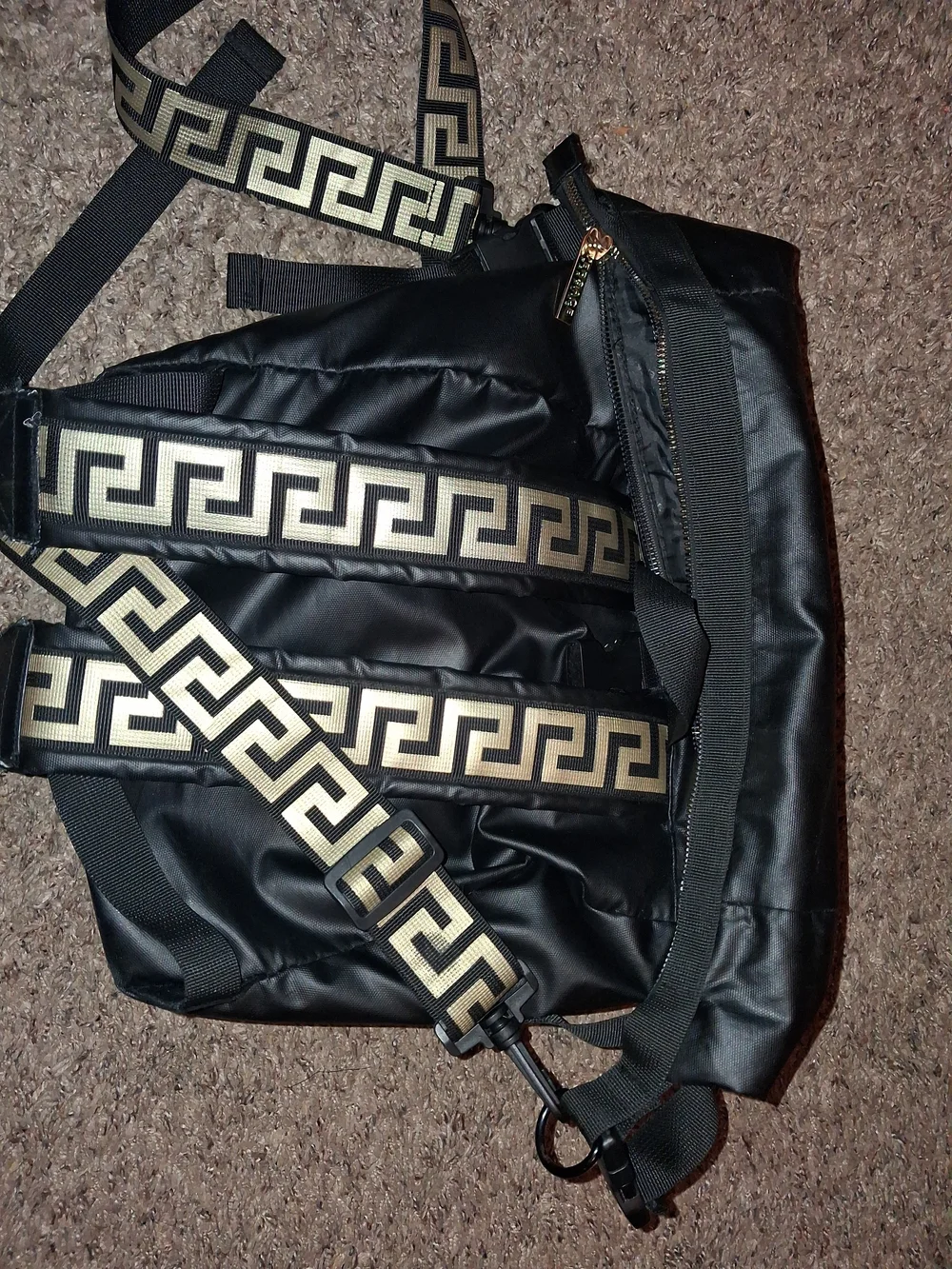 Versace Collection Black Men's Messenger Crossbody with Gold Zipper